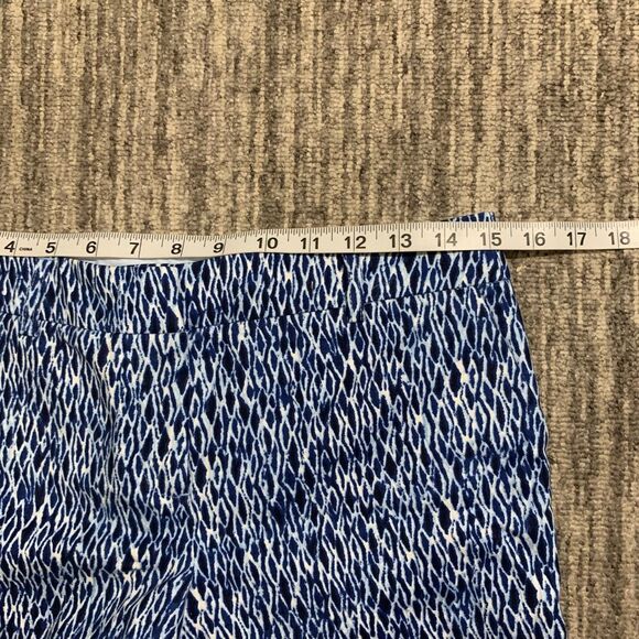 Kenar Chino Shorts Womens 2 Blue White Geometric Pattern Low-Rise Cotton Stretch - Picture 4 of 7